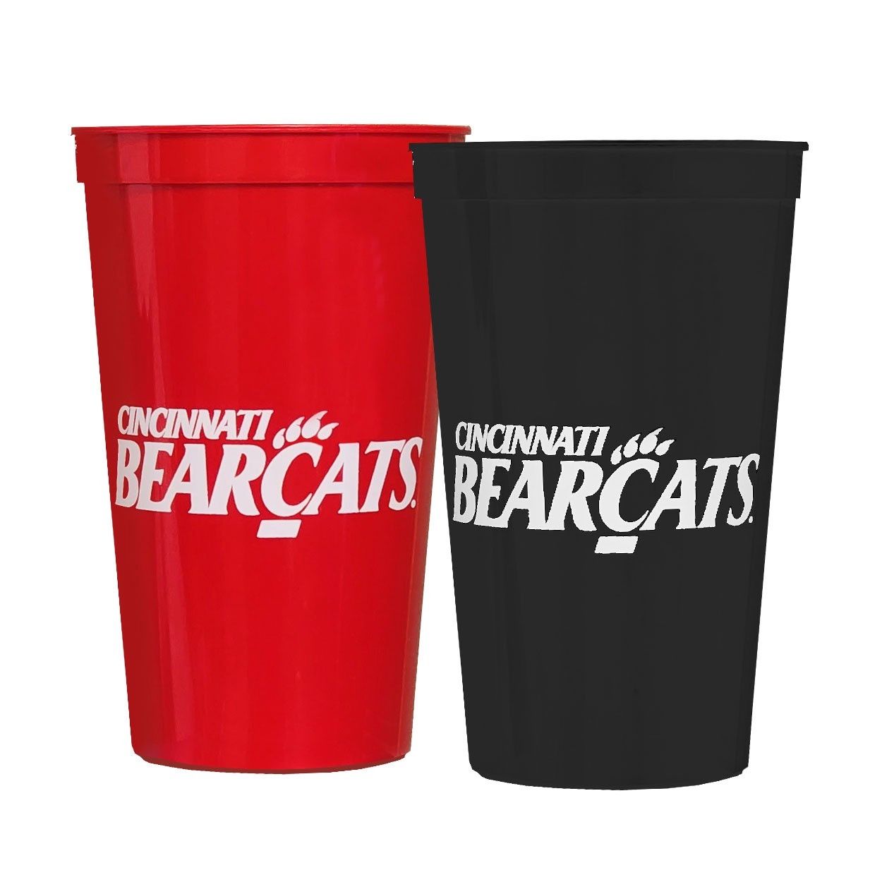 Cincinnati Bearcats Flipped Athletic Logo Plastic Cups, Color: BLACK