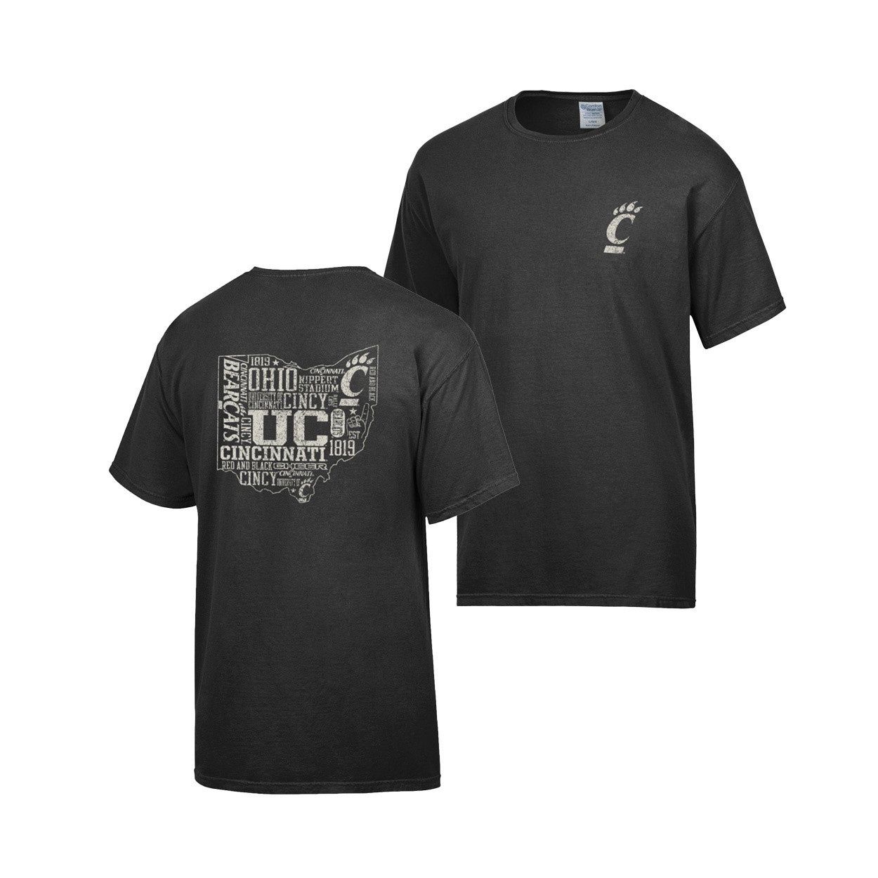 Cincinnati Bearcats Verbiage State T-shirt, Size: S