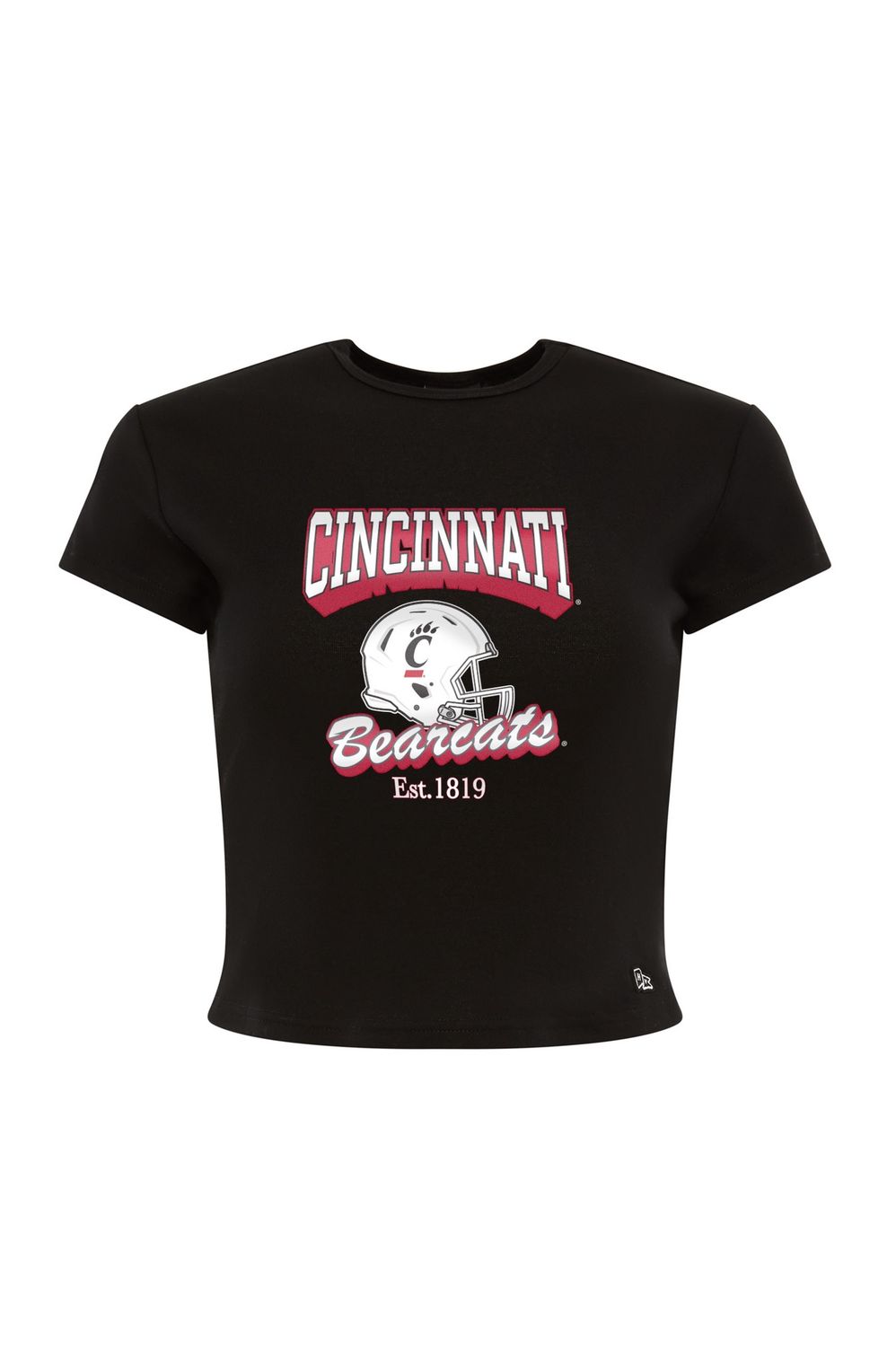 Cincinnati Bearcats Women's Crop Tee - Black with Helmet Graphic, Size: 2XL