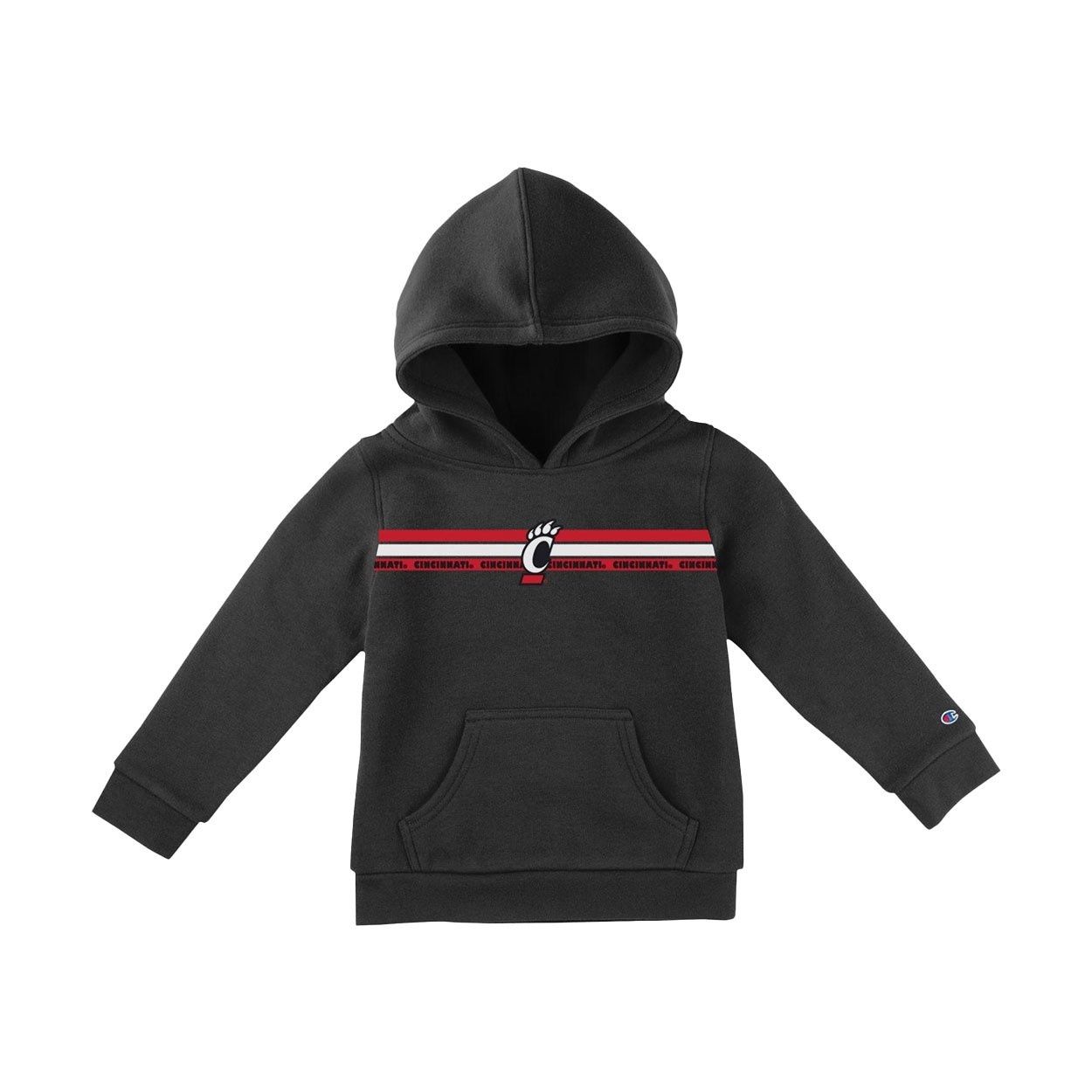 Champion Cincinnati C-Paw Youth Hoodie w/ Stripes, Size: 2T