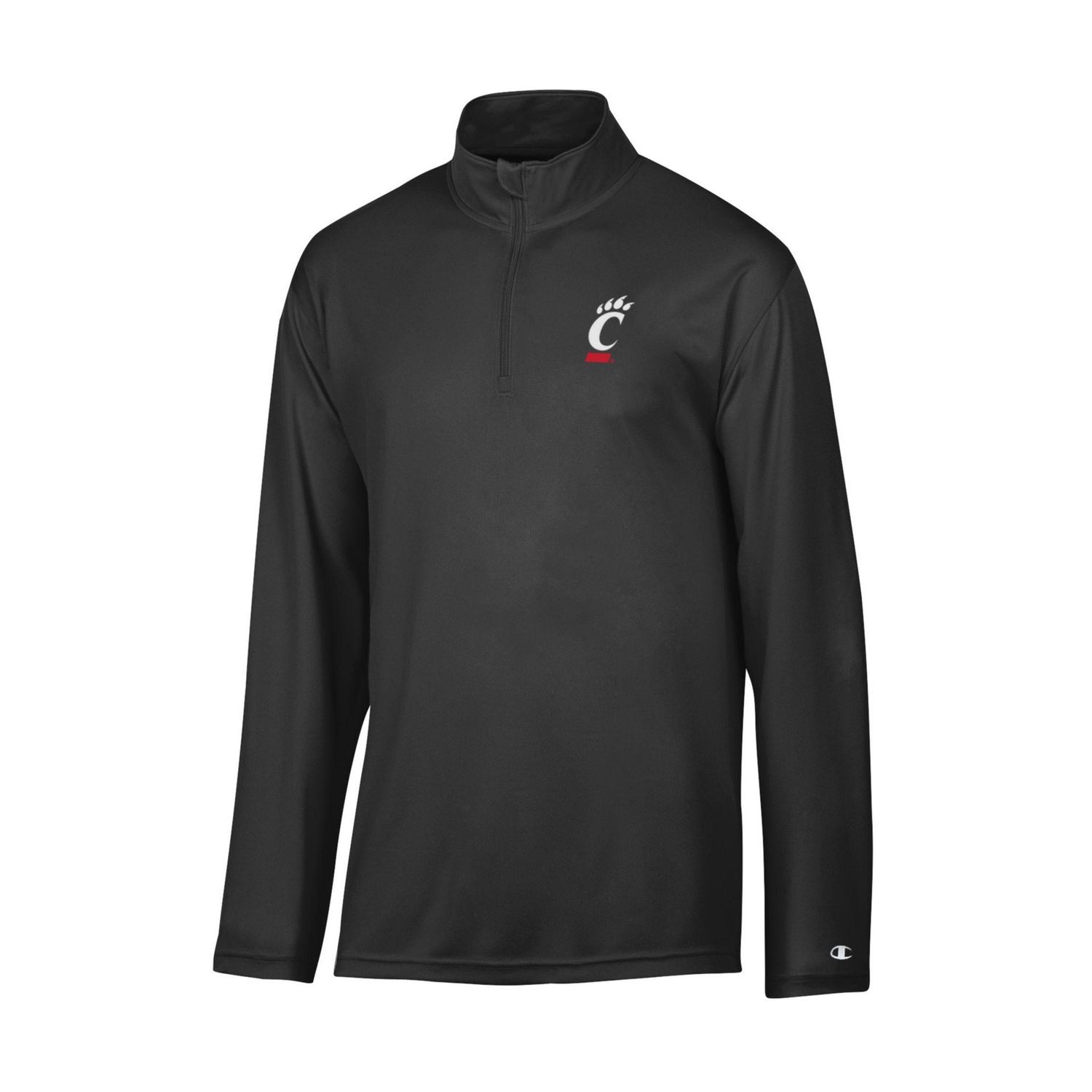 Champion University of Cincinnati Bearcats Black Embroidered C-Paw 1/4 Zip Pullover, Size: 2XL
