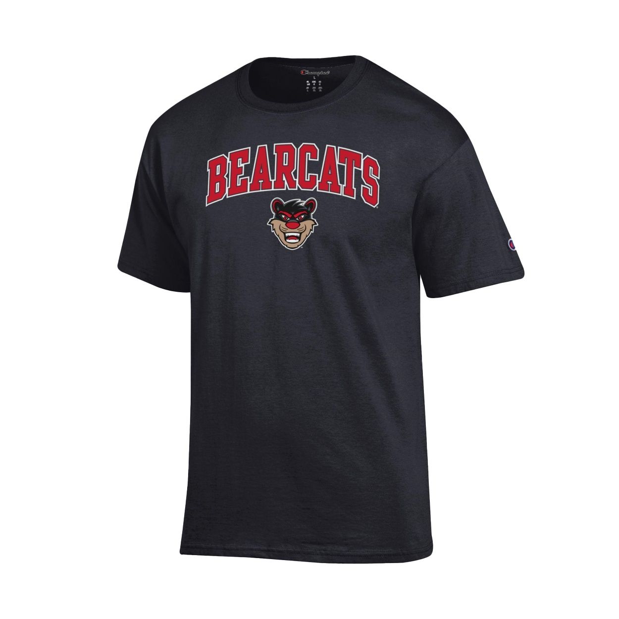 Cincinnati Bearcats Champion Arched Bearcat Head T-shirt, Color: BLACK, Size: S