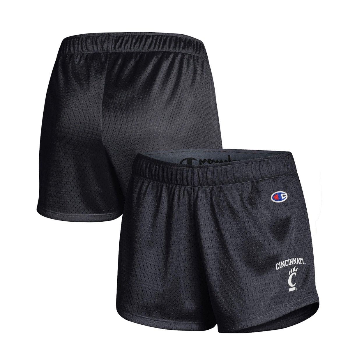 Champion Cincinnati Bearcats Women's Mesh Shorts, Color: BLACK, Size: 2XL