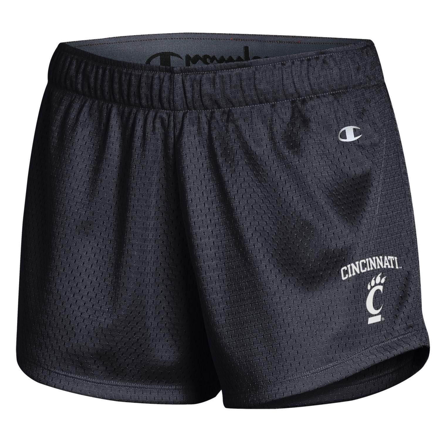 Champion Cincinnati Bearcats Women's Mesh Shorts, Color: BLACK, Size: XS
