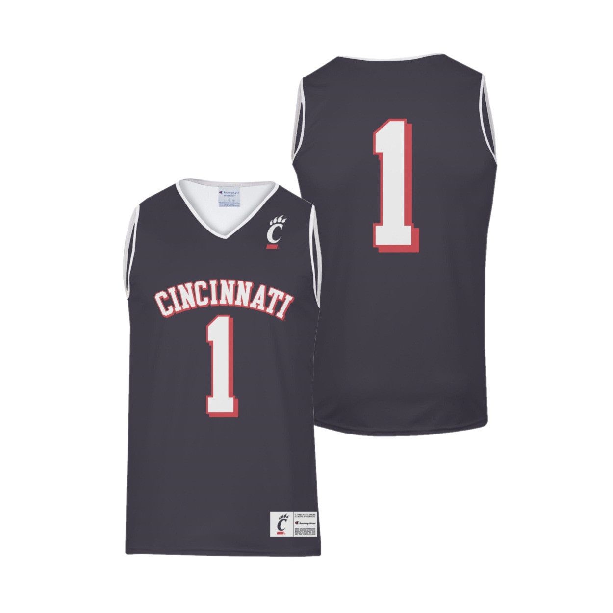 Champion Cincinnati Black Sublimated Basketball Jersey, Size: M