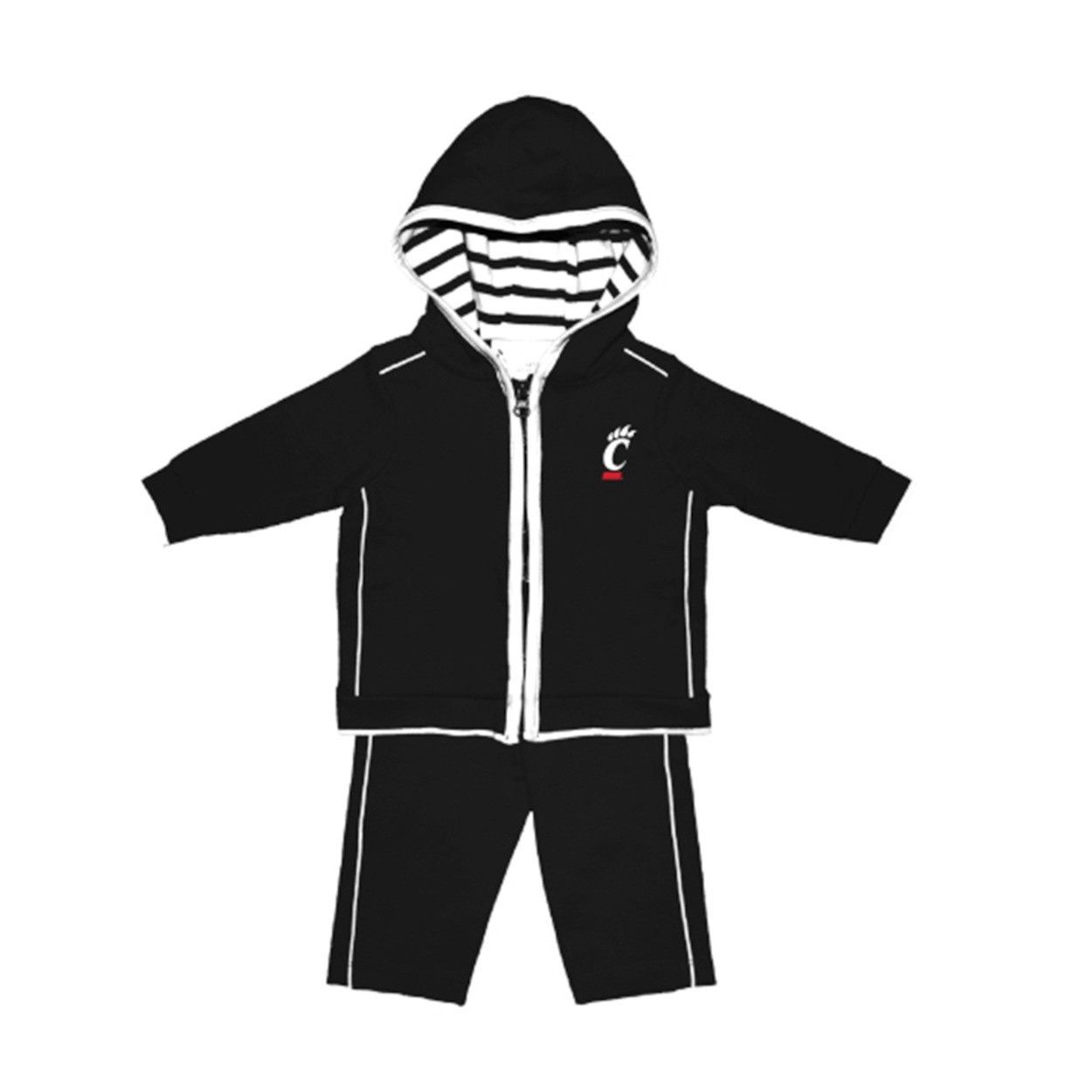 Cincinnati Bearcats Youth Hooded Pant Suit Set, Color: BLACK, Size: 3M