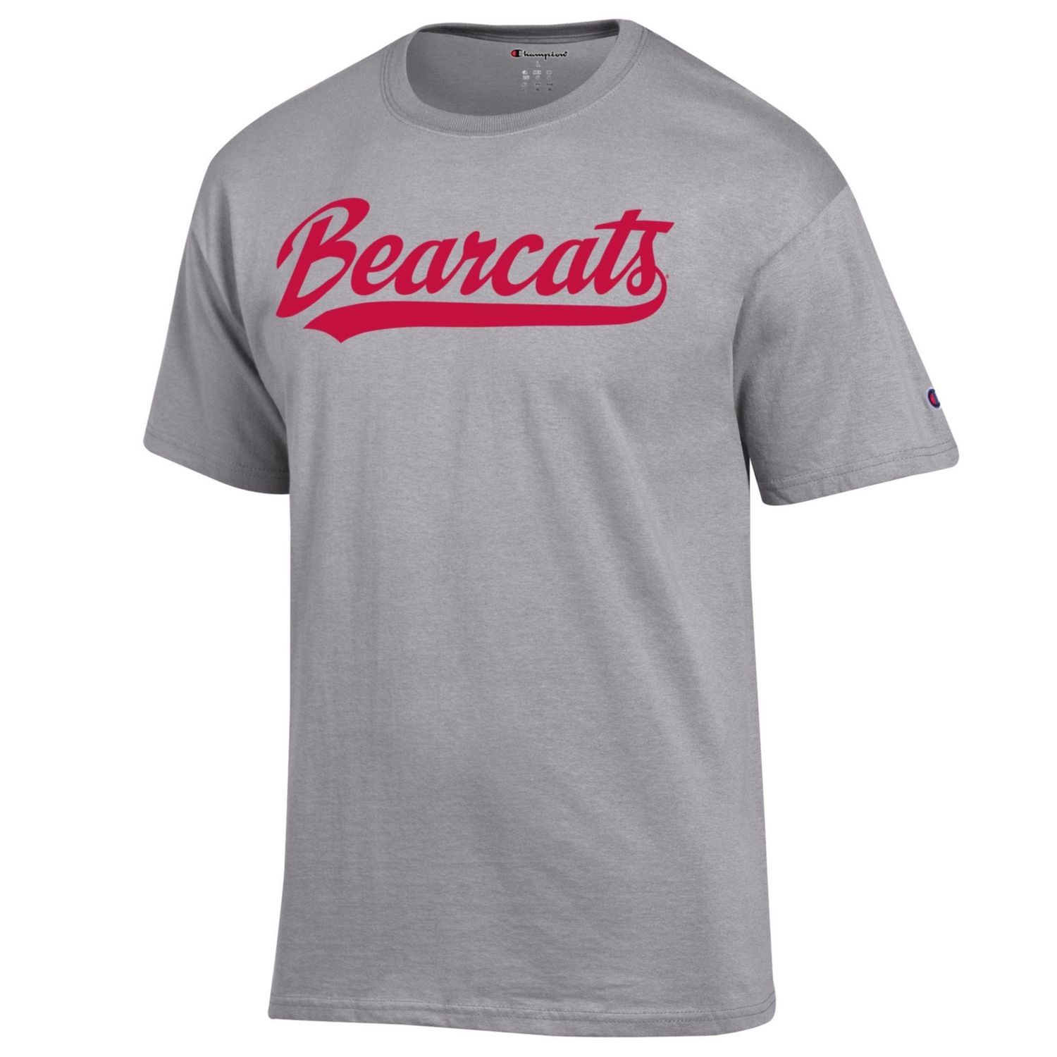 GRAY Short Sleeve Tee with Script Bearcats, Size: S