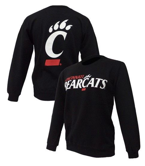 Cincinnati Bearcats Champion Logo &amp; C-Paw Crew, Color: BLACK, Size: XS