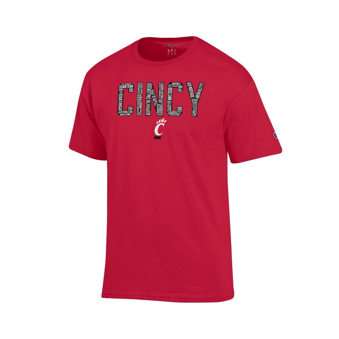 Cincinnati Bearcats Champion Cincy Filled Towns T-shirt, Size: S
