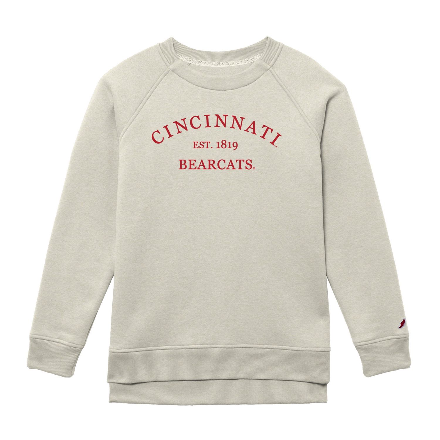 Cincinnati Bearcats League Women's Est. 1819 Crew, Color: OATMEAL, Size: 2XL