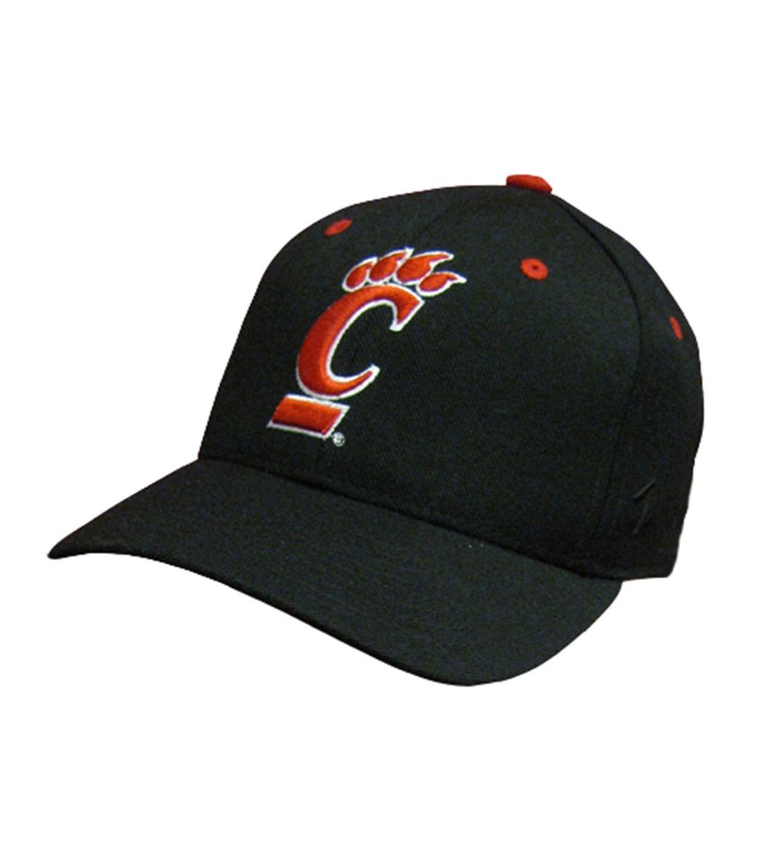 Red C-Paw with White Trim Black Fitted Hat, Size: 6 3/4