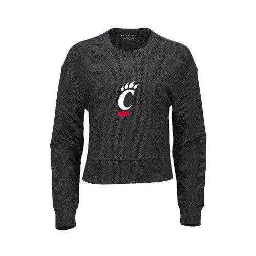 Cincinnati Bearcats Women’s  C-Paw Cropped Rib Knit Crew, Size: L