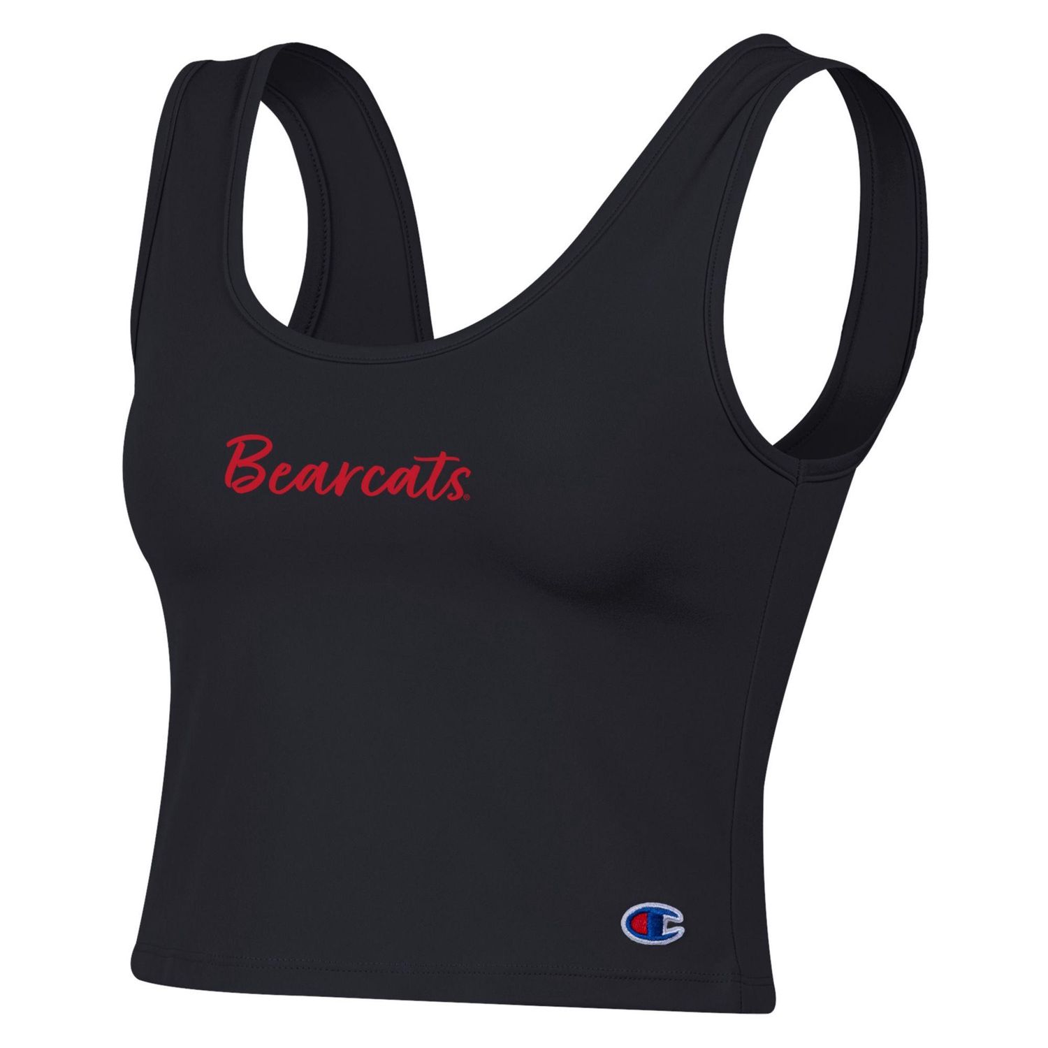 Cincinnati Bearcats Champion Cursive Bearcats Crop Top, Color: BLACK, Size: XS
