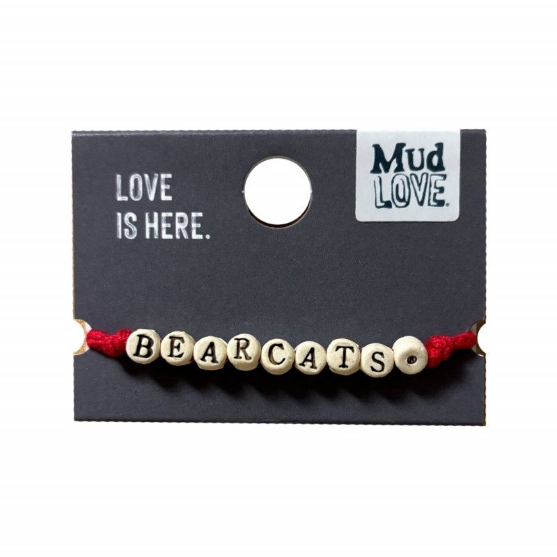 Mud Love Cincinnati Beaded Bearcats Bracelet - Red, Color: RED