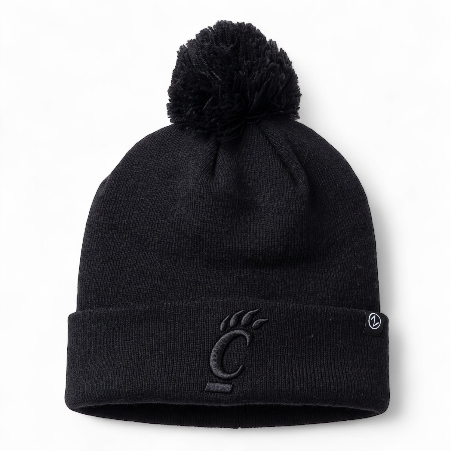 Cincinnati Bearcats All Black Tonal C-Paw Pom Knit Hat