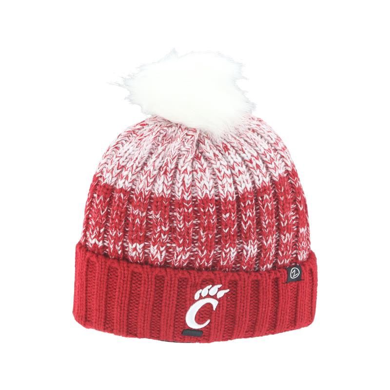 Red/White Fleece Pom Hat w/C-Paw