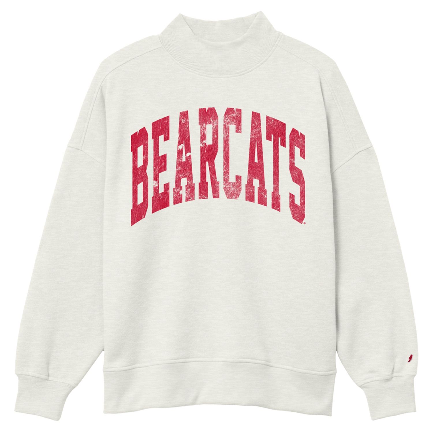 Imprint distressed mock neck crew