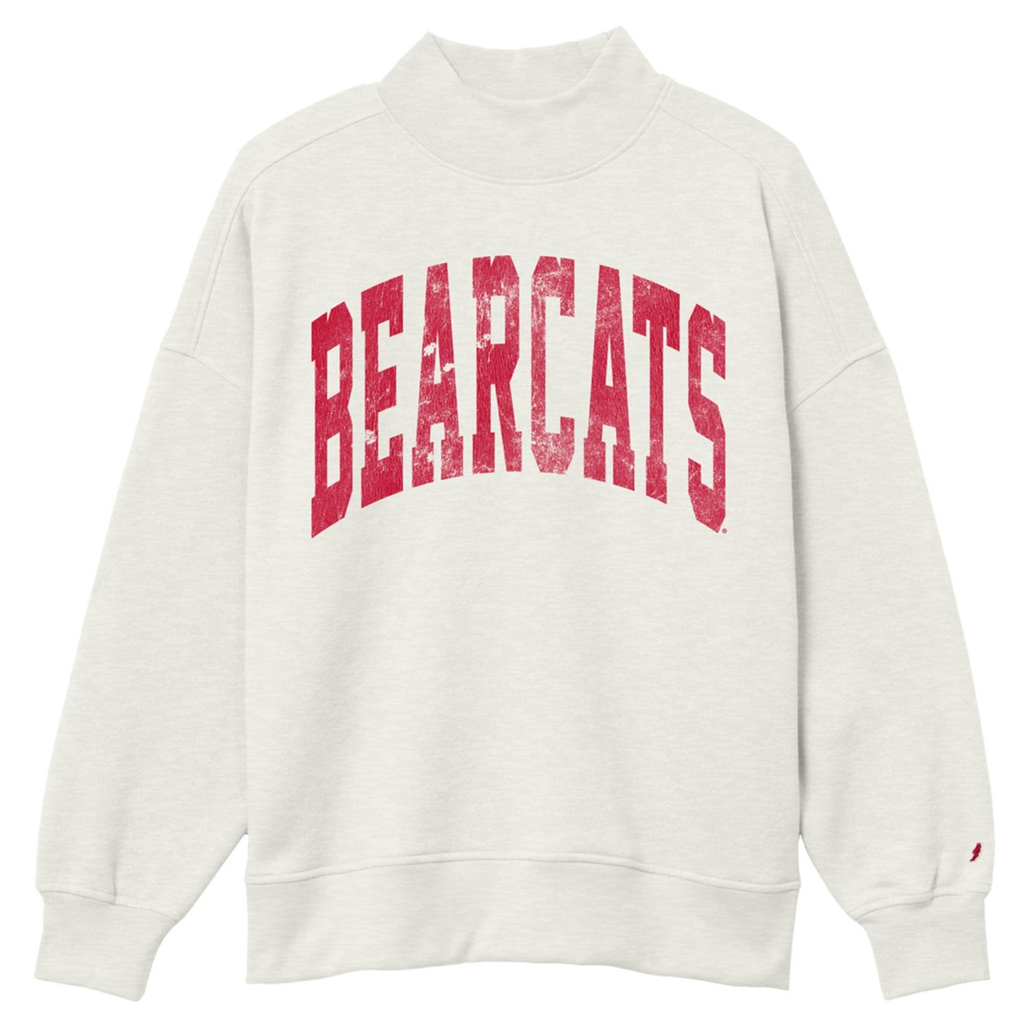 W-Diana Mock Neck Crew with Distressed Bearcats, Size: S