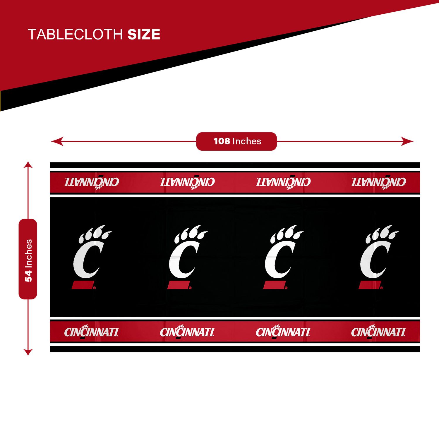 Cincinnati Bearcats Plastic Tablecloth 2pk