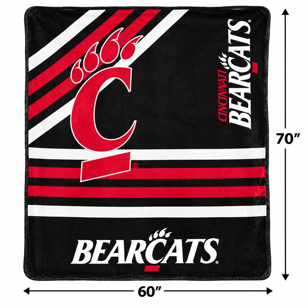 Logo Brands University of Cincinnati Bearcats 60" x 70" Raschel Blanket