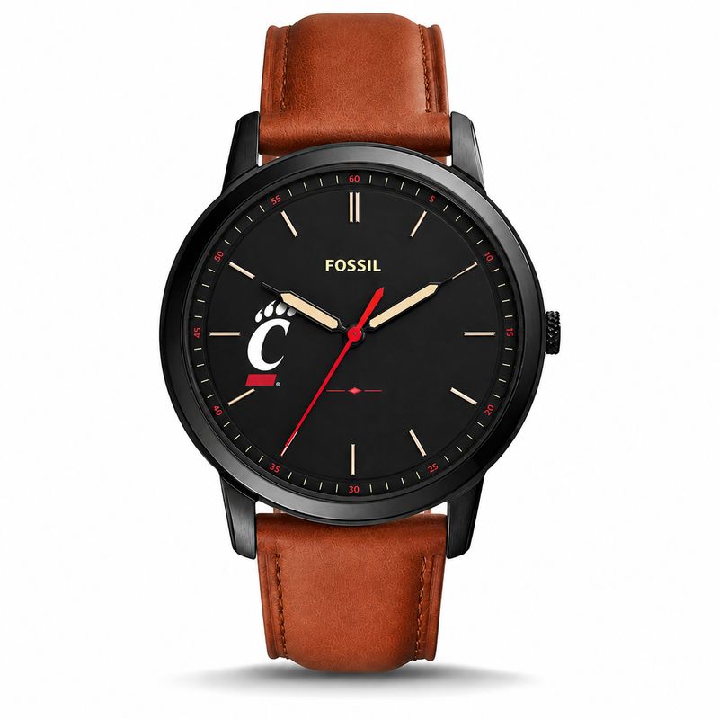 Fossil Cincinnati Bearcats Minimalist Slim Leather Band Watch DS