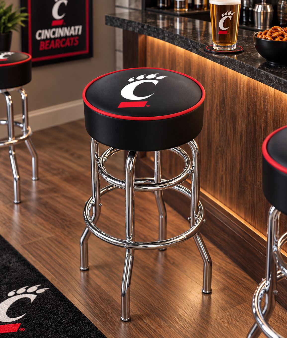 University of Cincinnati Bearcats C-Paw Classic Retro Bar Stool