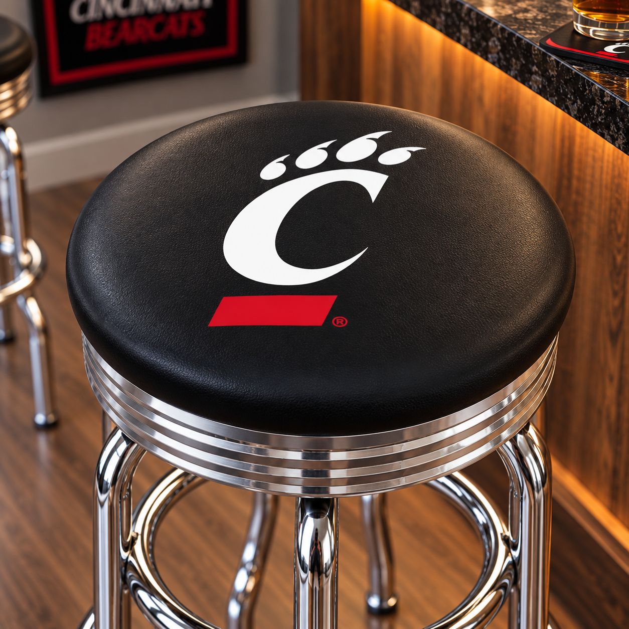 University of Cincinnati Bearcats C-Paw Ribbed Retro Bar Stool