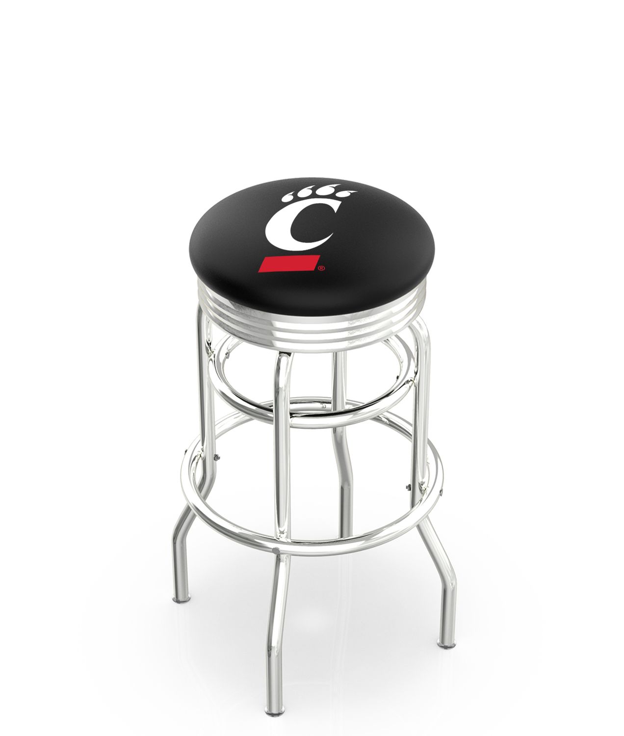University of Cincinnati Bearcats C-Paw Ribbed Retro Bar Stool, Size: 25"