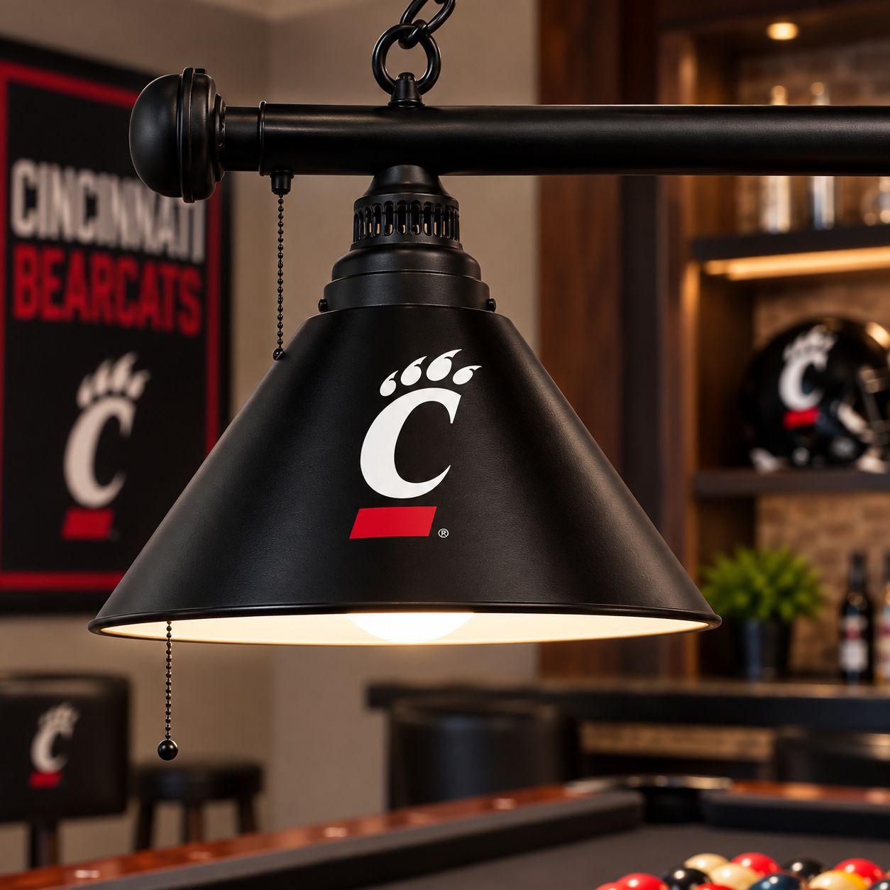 University of Cincinnati Bearcats C-Paw 3-Light Billiard Light