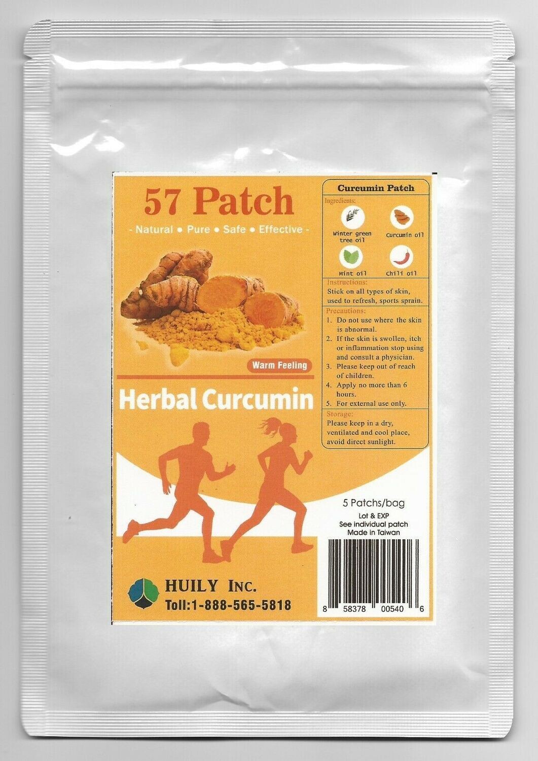 Meditalent - Huily 57 Herbal Curcumin Herbal Patch - 5 Pack (25 Patches)