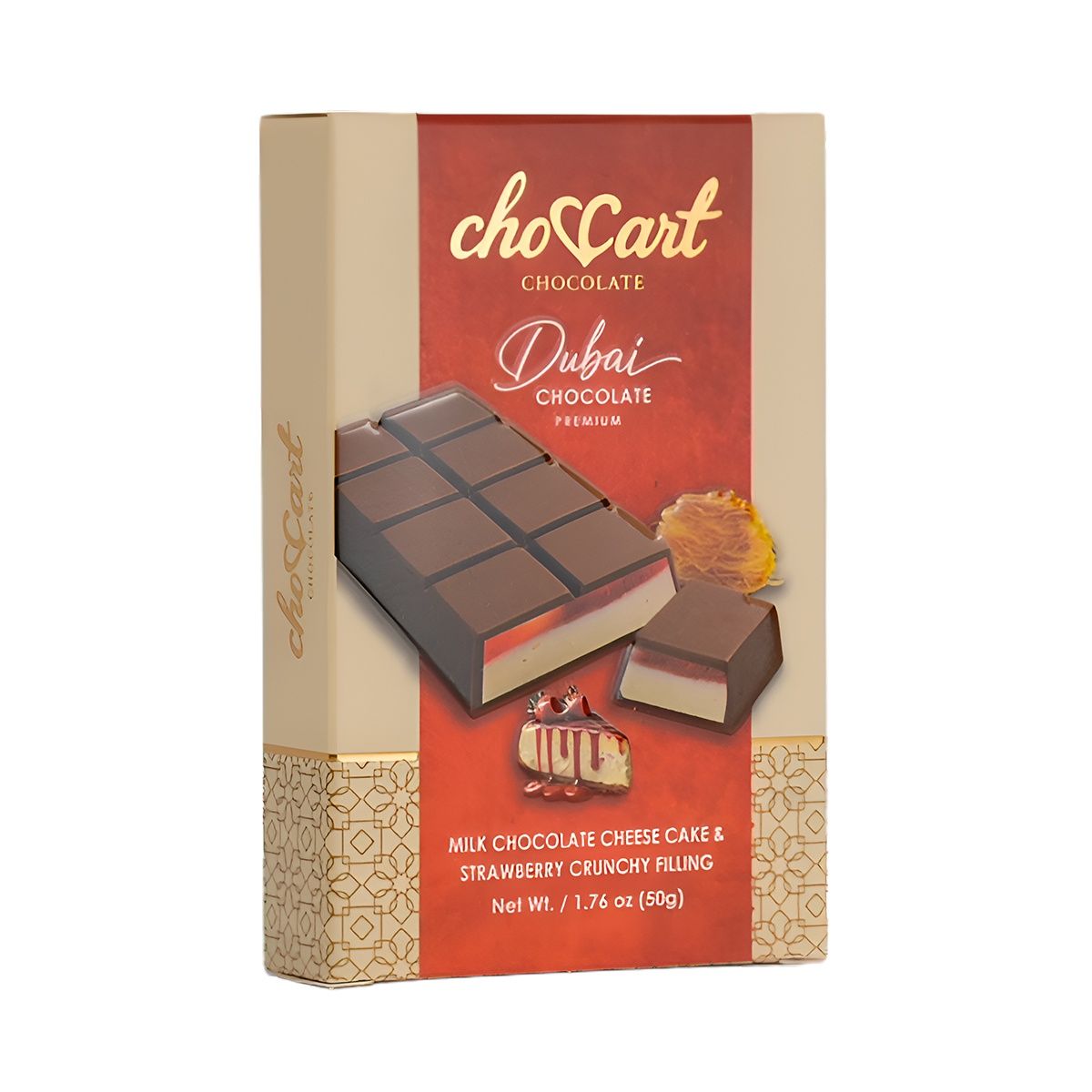 CHOCCART DUBAI BAR 50G- STRAW CHEESCAKE