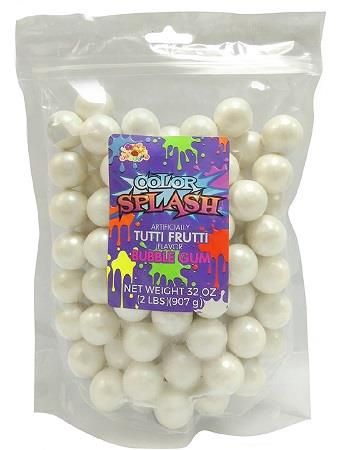 COLOR SPLASH GUMBALLS WHITE PEARL (per oz)