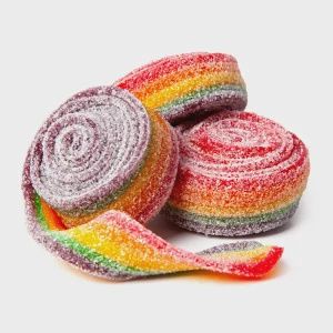 BULK -CLEVER CANDY-SOUR ROLLEDBELTS-RAINBOW-PK6.6LB