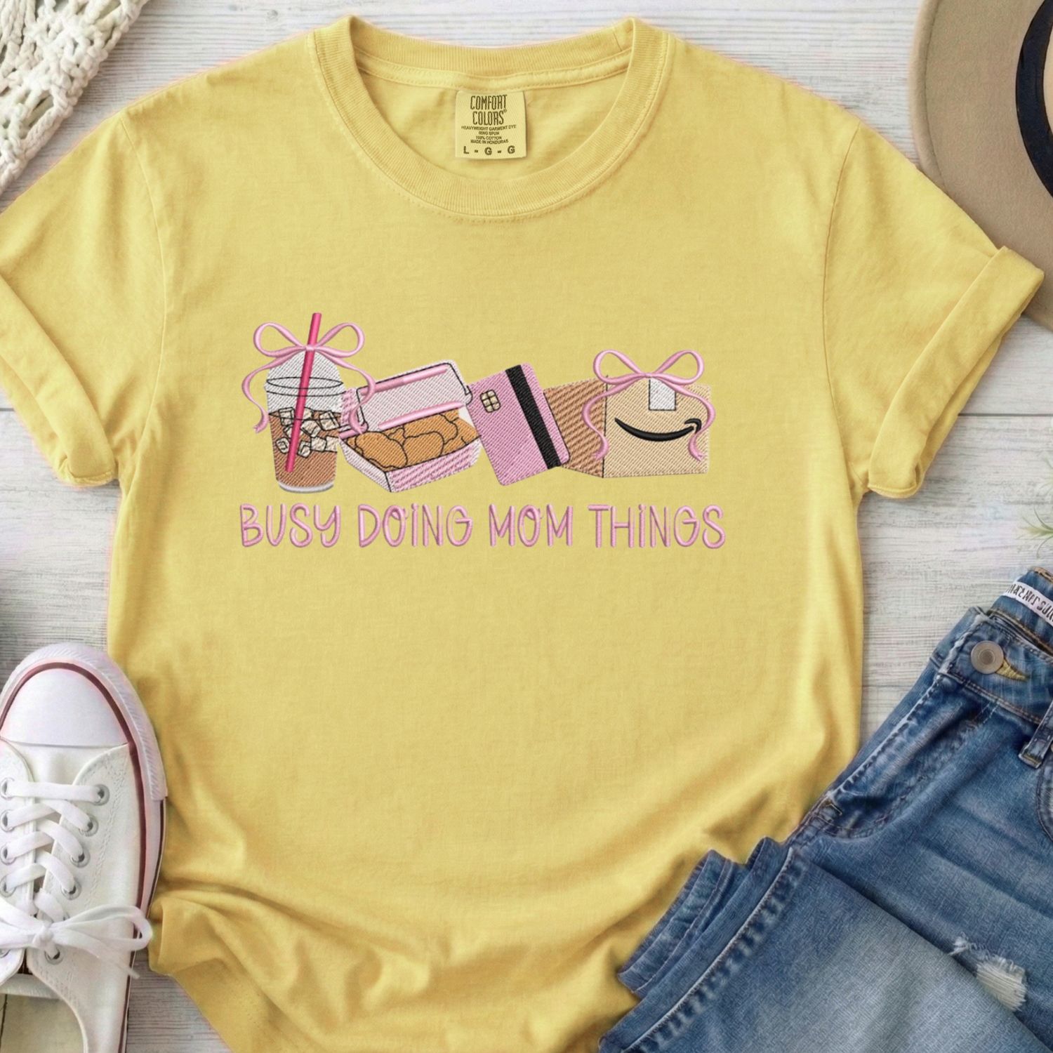 Busy Doing Mom Things Embroidered T-Shirt