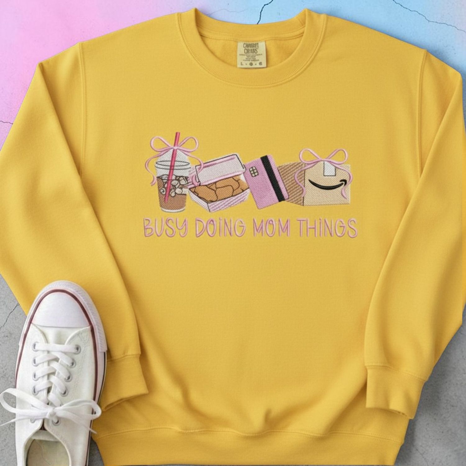 Busy Doing Mom Things Embroidered Crewneck