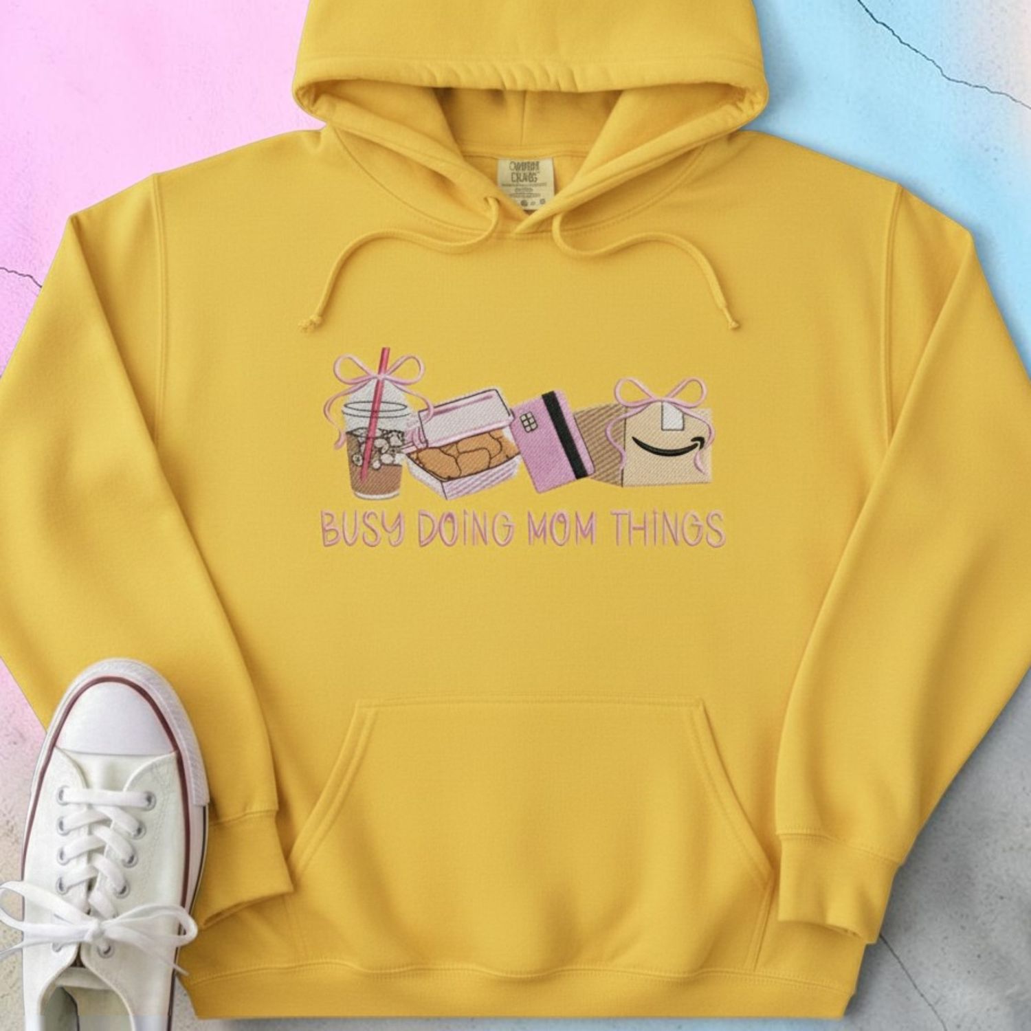 Busy Doing Mom Things Embroidered Hoodie
