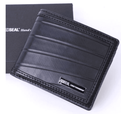 Portefeuille SEAL upcyclé pliant Noir / SEAL Bi-Fold black Wallet