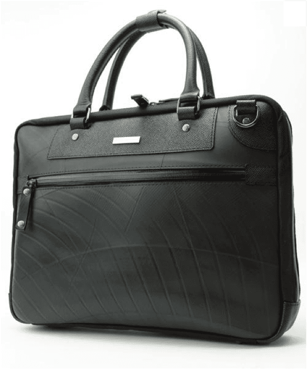 Cartable ordinateur upcyclé SEAL avec cuir Japonais Noir / SEAL Slim Briefcase Black