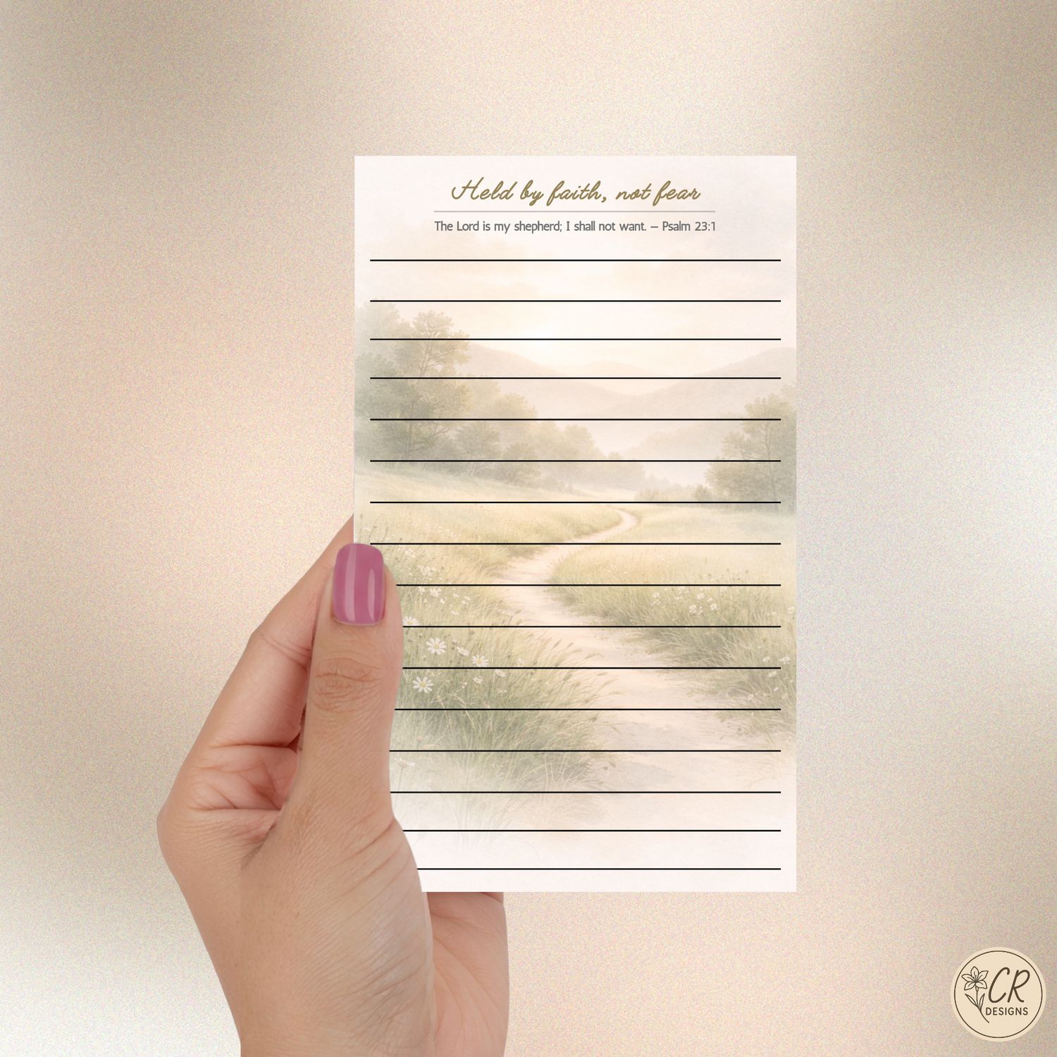 Held by faith not fear Christian notepad