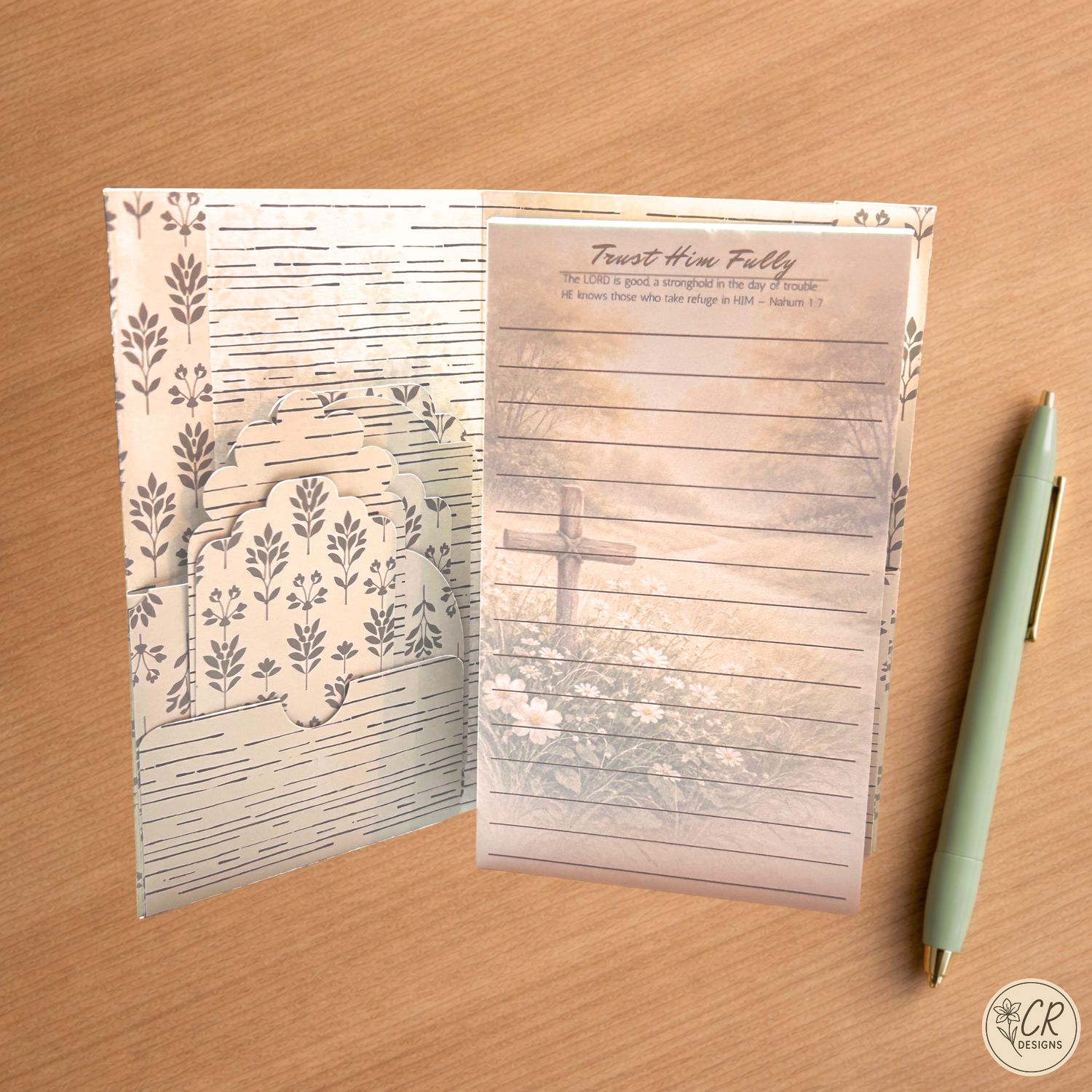 Notepad Folio with Trust Him Fully Notepad