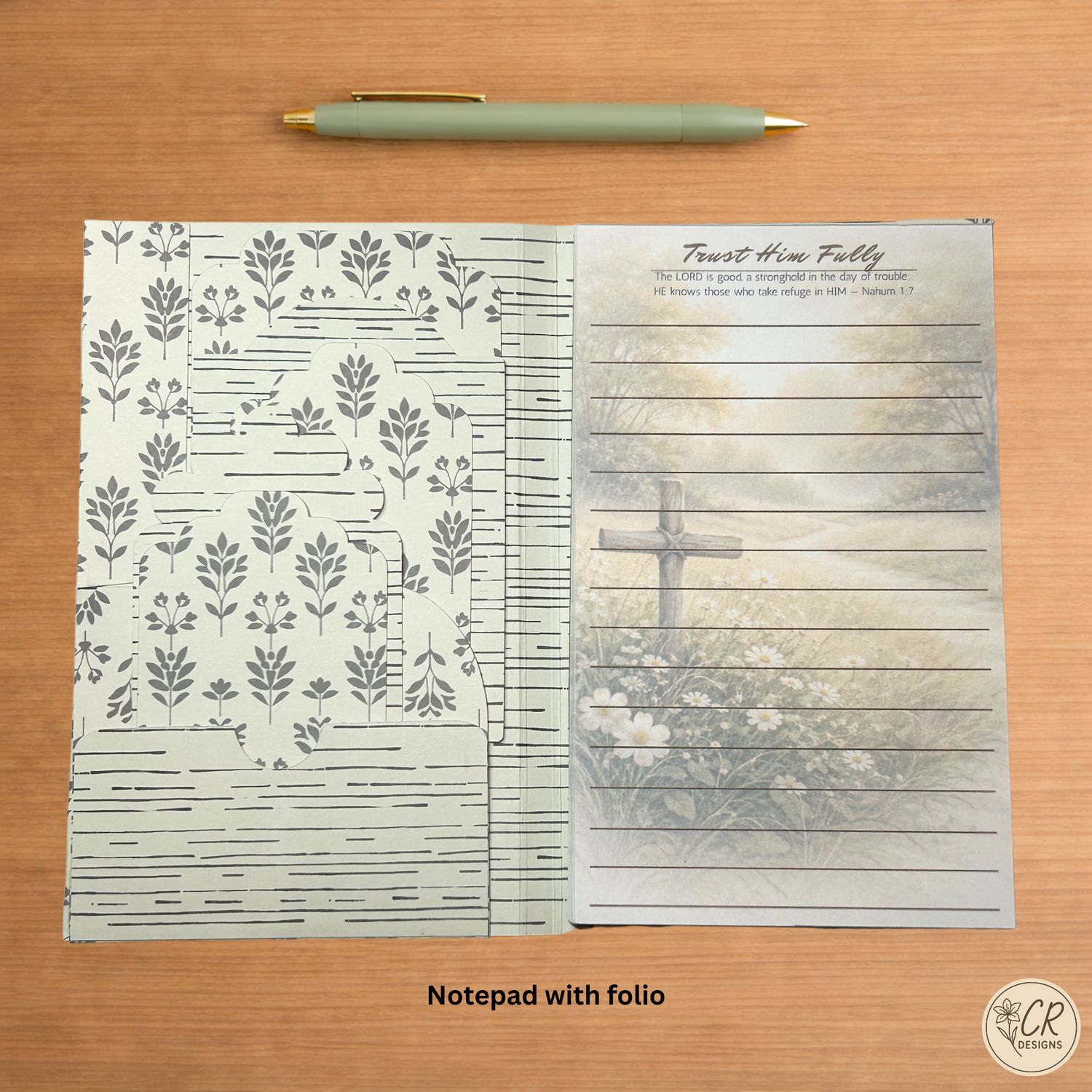 Notepad Folio with Trust Him Fully Notepad