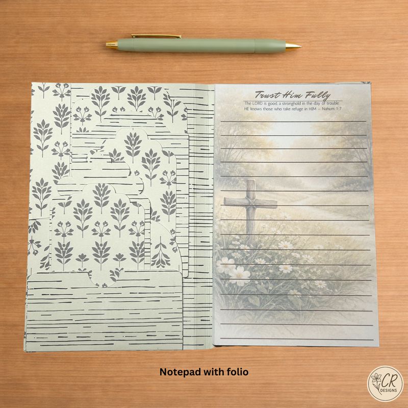 Notepad Folio with Trust Him Fully Notepad