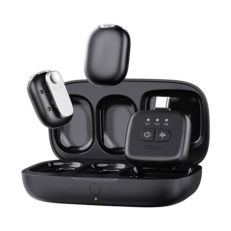 Ulanzi A30 2-Person Tiny Wireless Microphone System with USB-C Connector for Mobile Devices (2.4 GHz, Black)