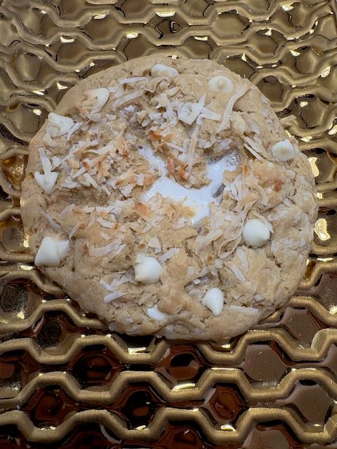 Hawaiian Coconut White Chocolate Chip Cookie with Marshmallow Filling