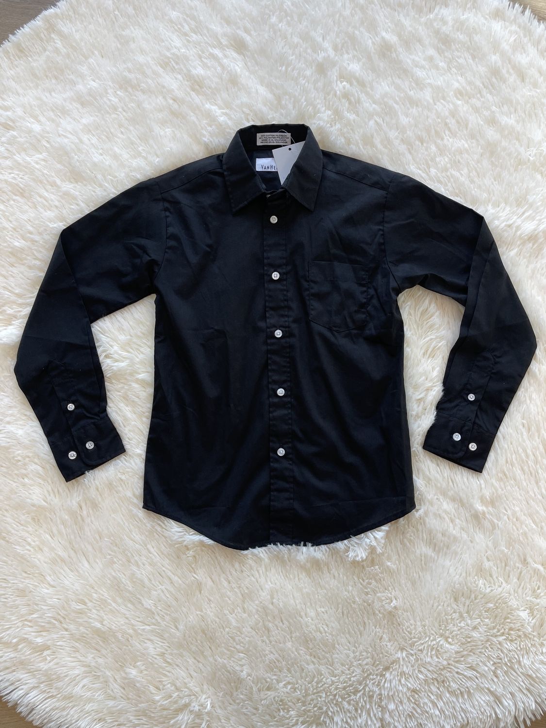 Boys Button Up Dress Shirt, Colour: Black, Size: 10