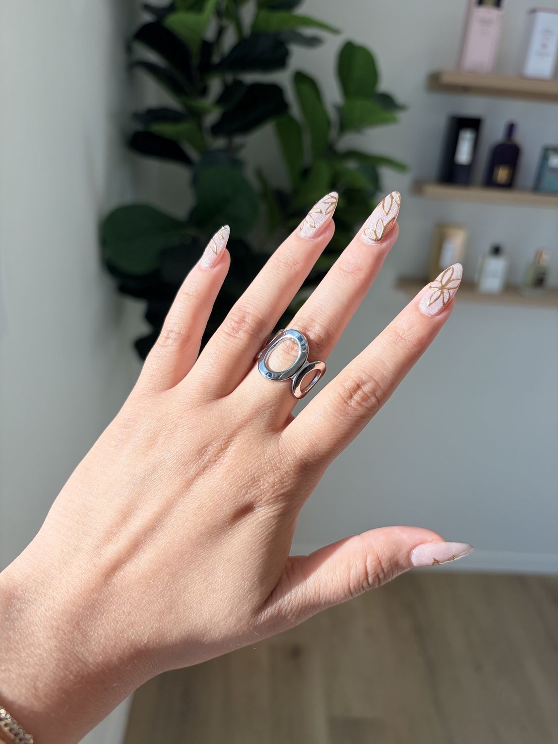 Silver multi oval ring