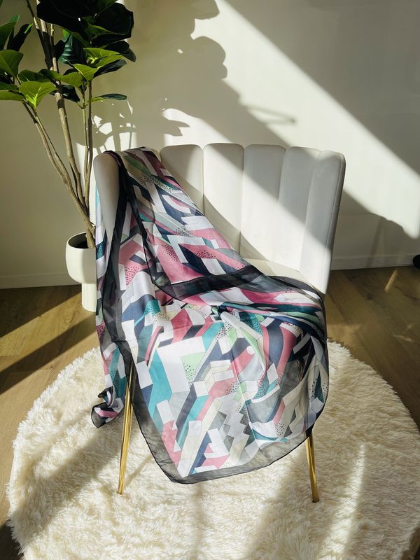 Black Border Abstract Pattern Scarf