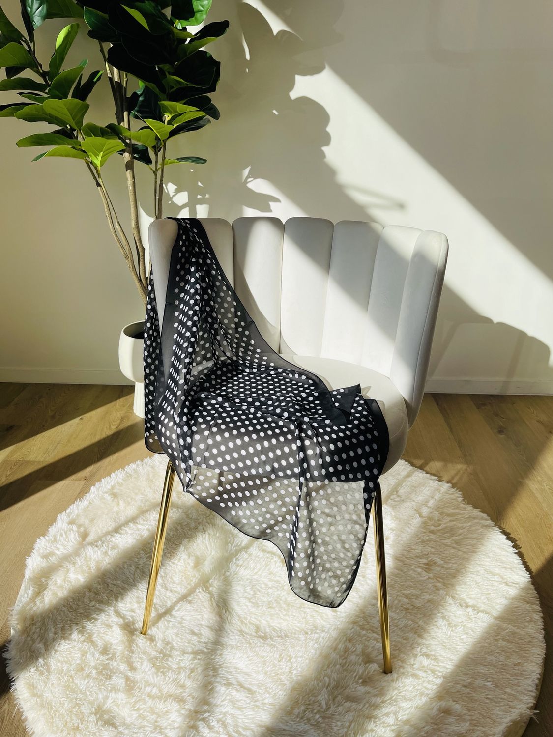 Black &amp; White Polka Dot Scarf