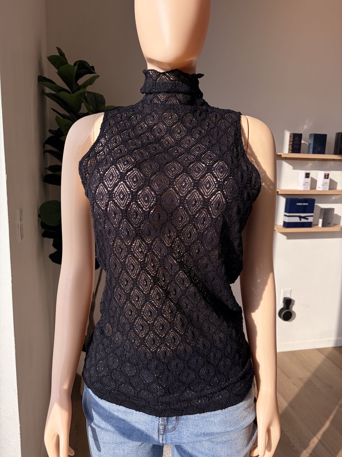 see through lace top