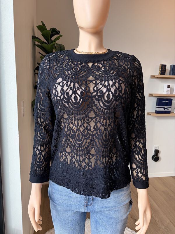 long sleeve button up lace sweater